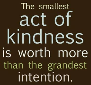 The smallest act of kindness is worth more than the grandest intention